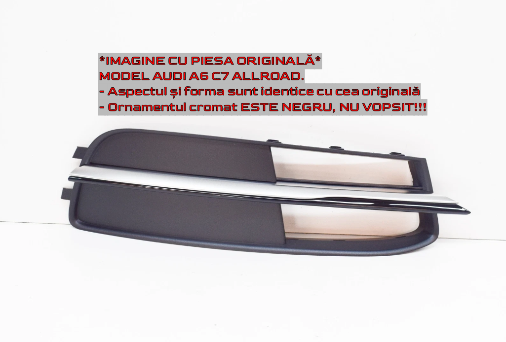 Grilă Bara Față Stânga / Dreapta Audi A6 C7 (4G) Black Edition - Cod OEM 4G0807682N9B9 / 4G0807681N9B9