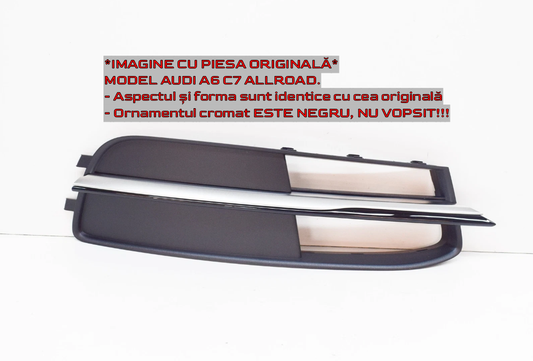 Grilă Bara Față Stânga / Dreapta Audi A6 C7 (4G) Black Edition - Cod OEM 4G0807682N9B9 / 4G0807681N9B9